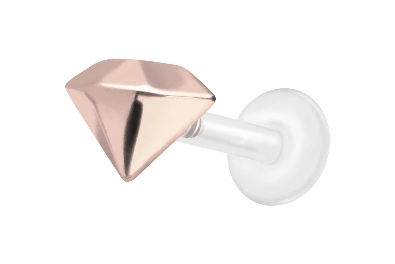 PTFE Labret Piercing mit Innengewinde + Titan-Aufsatz DIAMANT